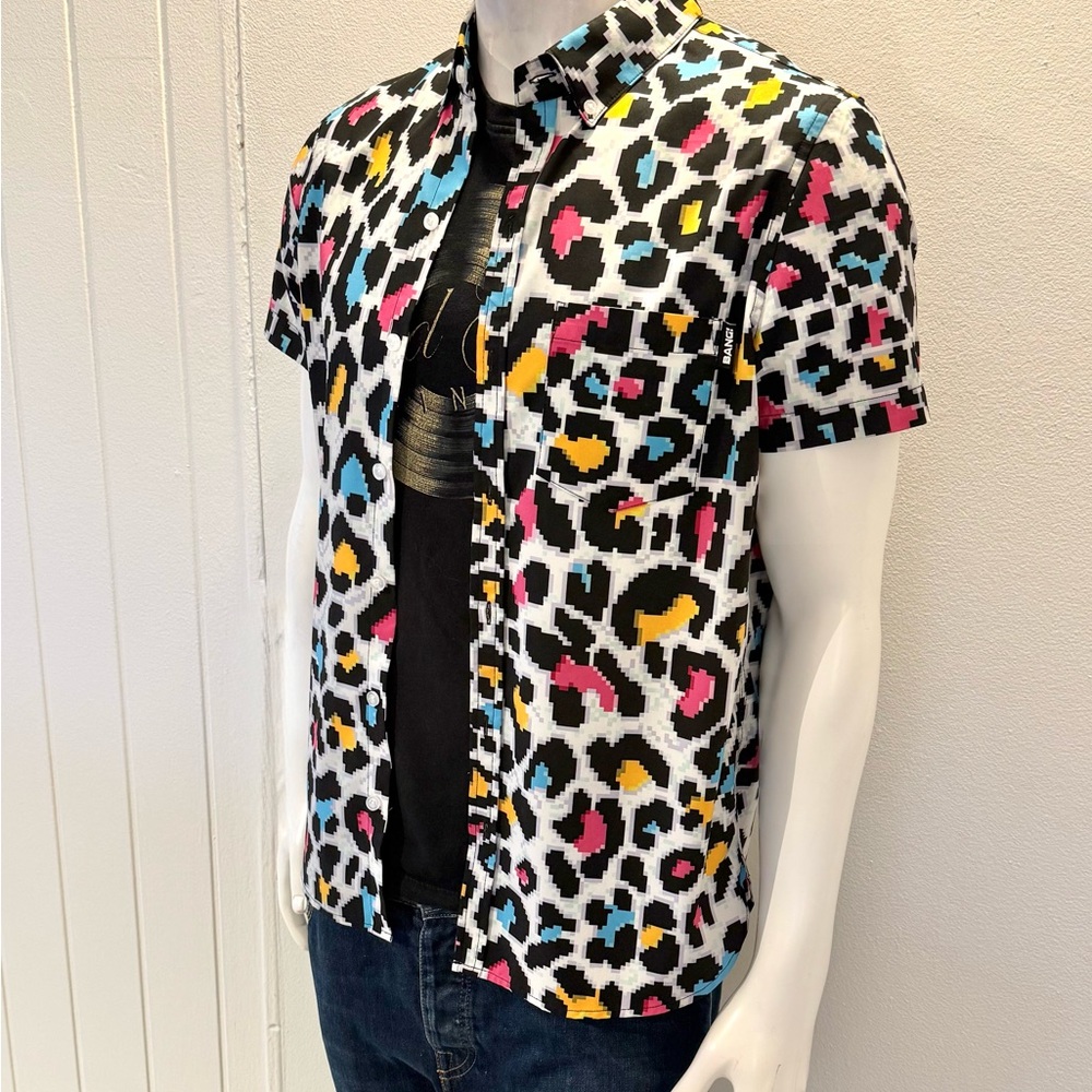 BANG! Miami 8-Bit Leopard Print Men's Shirt